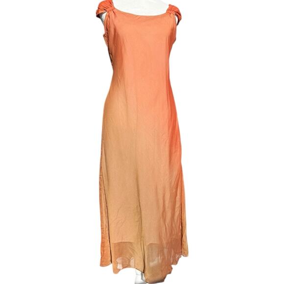 Vintage Silk Copper Gradient Evening Gown Cap Sleeve - Picture 1 of 11